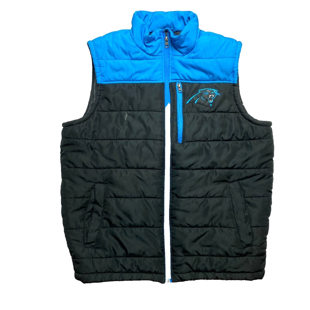 Carolina Panthers Vest Mens Medium Blue Full Zip Puffer Football NFL Windbreaker